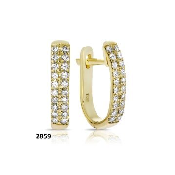 עגילי חישוק יהלומים 2 שורות M – 7744